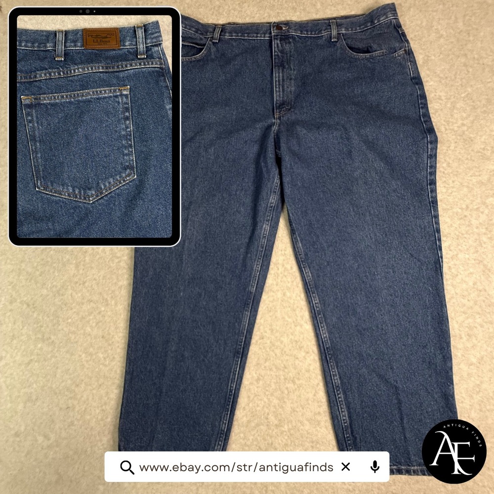LL Bean Relaxed Fit Jeans Mens 46x30 Blue Denim Medium Wash 100% Cotton‎ 0R041